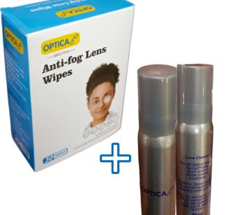 Optica GLASSES Cleaning Liquid + 30 Lens Cleaning Wipes Anti Fog Dust